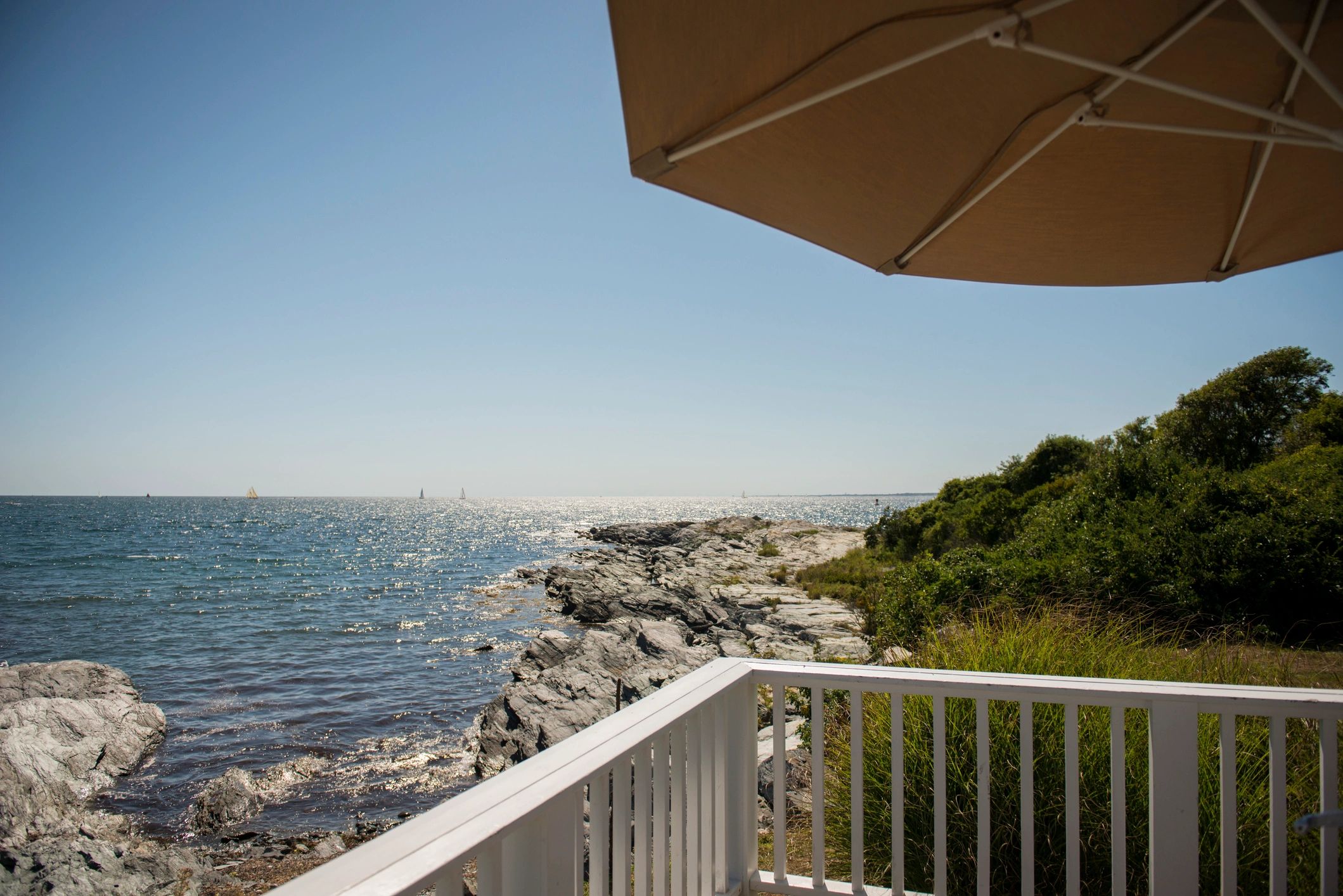 Coastal ocean view from shaded patio